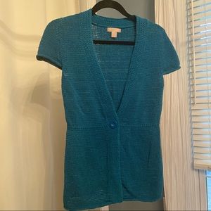 Teal White Stag Sweater Cardigan